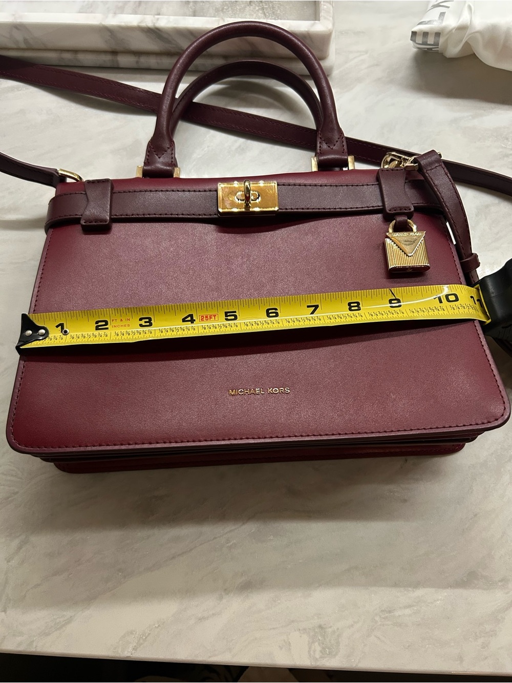 Michael Kors Burgundy Satchel with Red Card Wallet - Picture 12 of 16